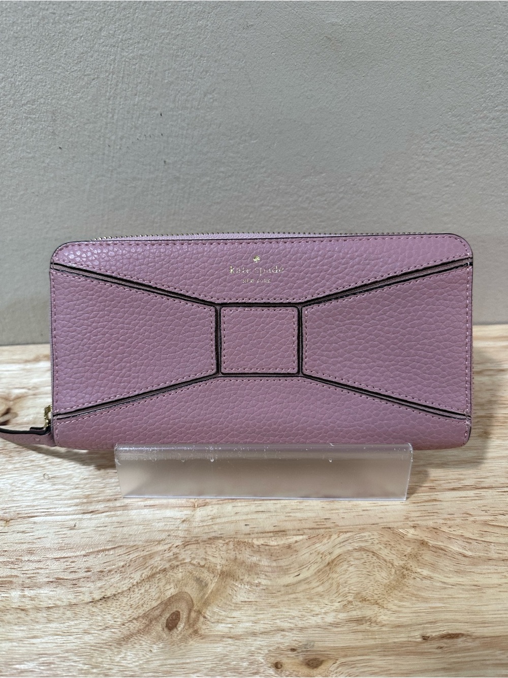 kate spade Lavender Leather Bow Zip Wallet